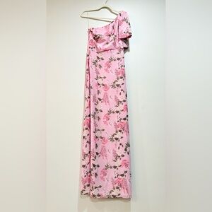 Sachin + Babi Chelsea One-Shoulder Bow Maxi Gown in Pink Pearl Wisteria, size 2